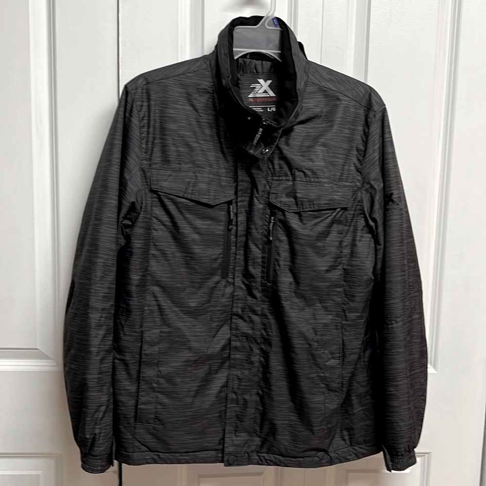 Zeroxposur Black Gray 6 Pocket Zipper Front Fall Winter Coat Size L Women